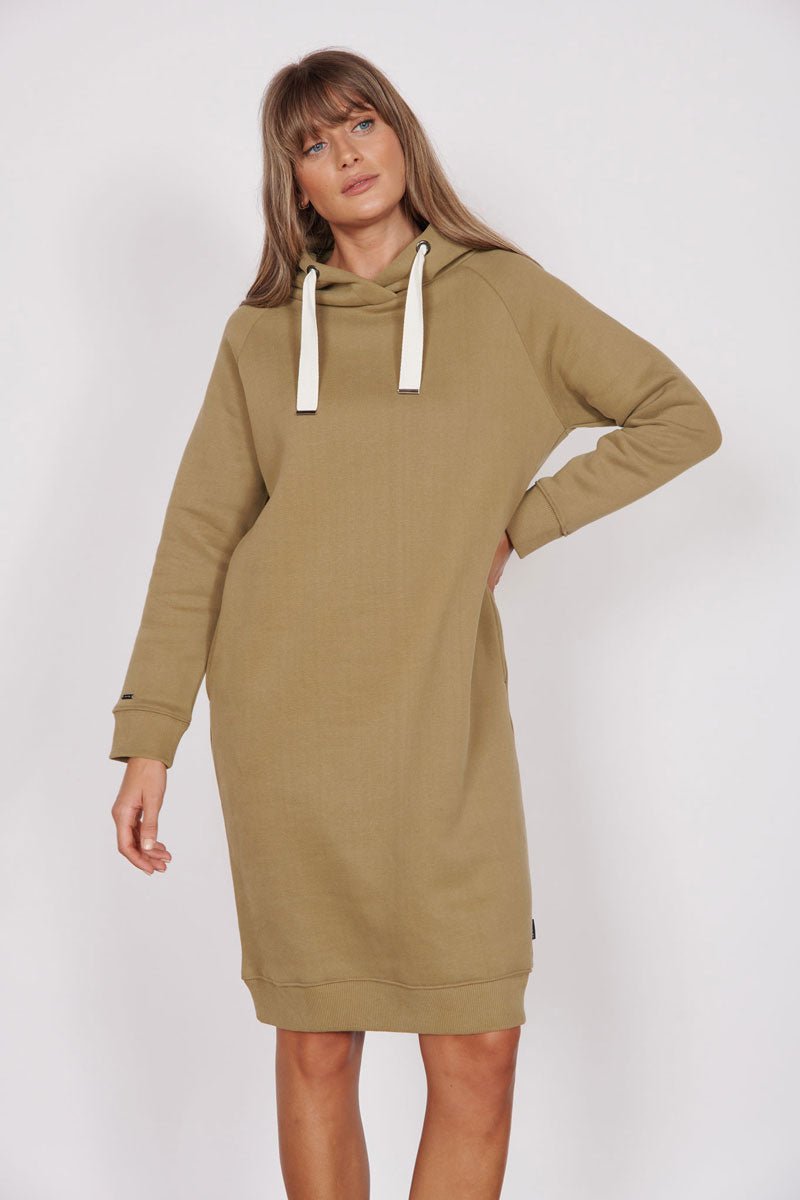 Adrienne Khaki Longline Sweater Dress